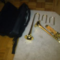 Jarome Callet Jazz Trumpet, Brass laquer, written on bell which is removable.3rd valve ring on top,